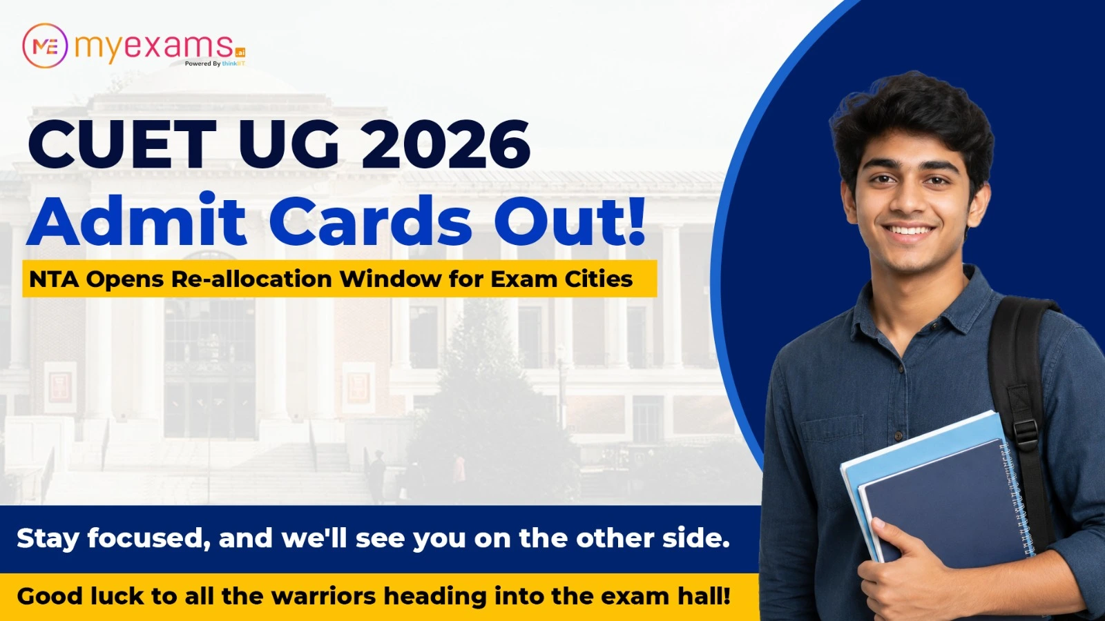CUET UG 2026 Admit Card Released by NTA; Re-allocation Window Open for Exam Cities