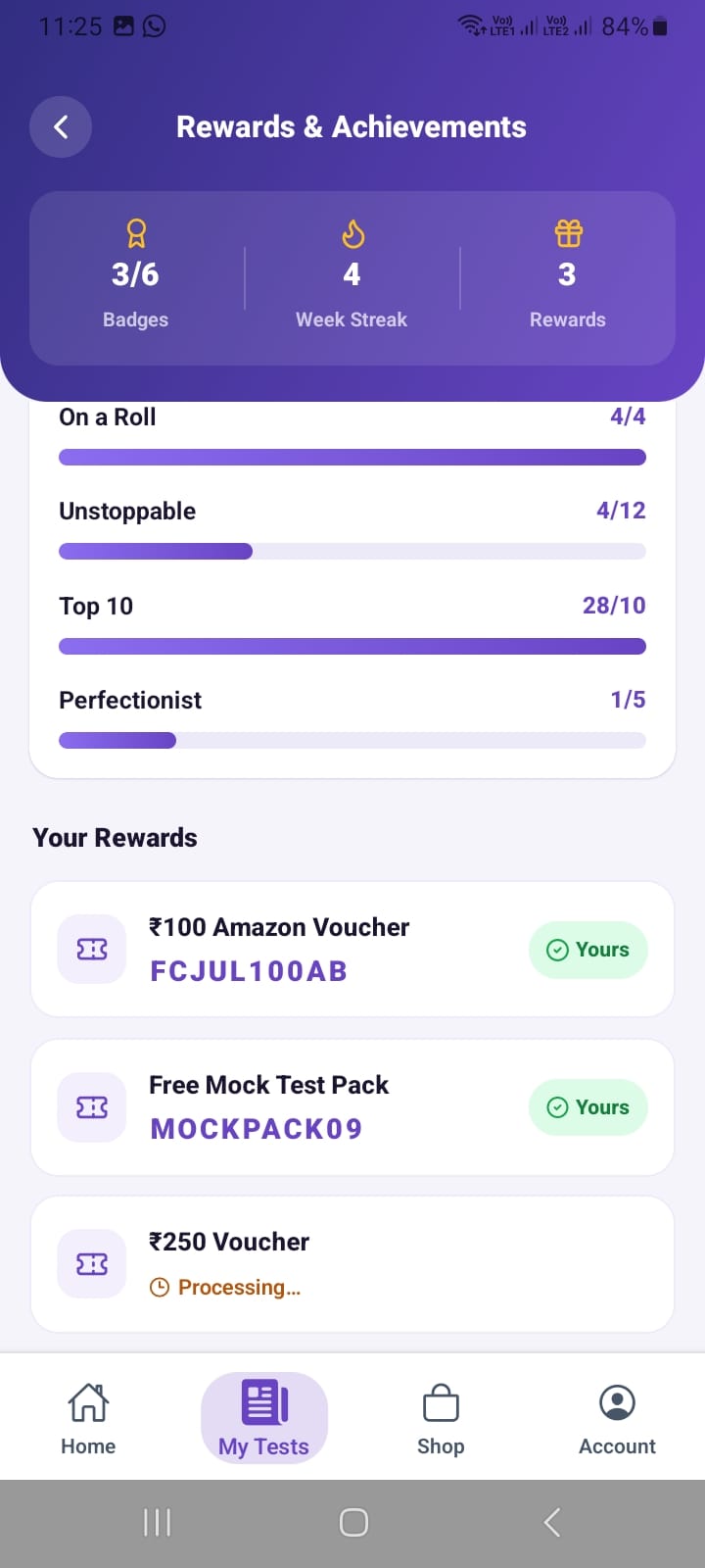 MyExams.ai leaderboard full list with student's rank highlighted