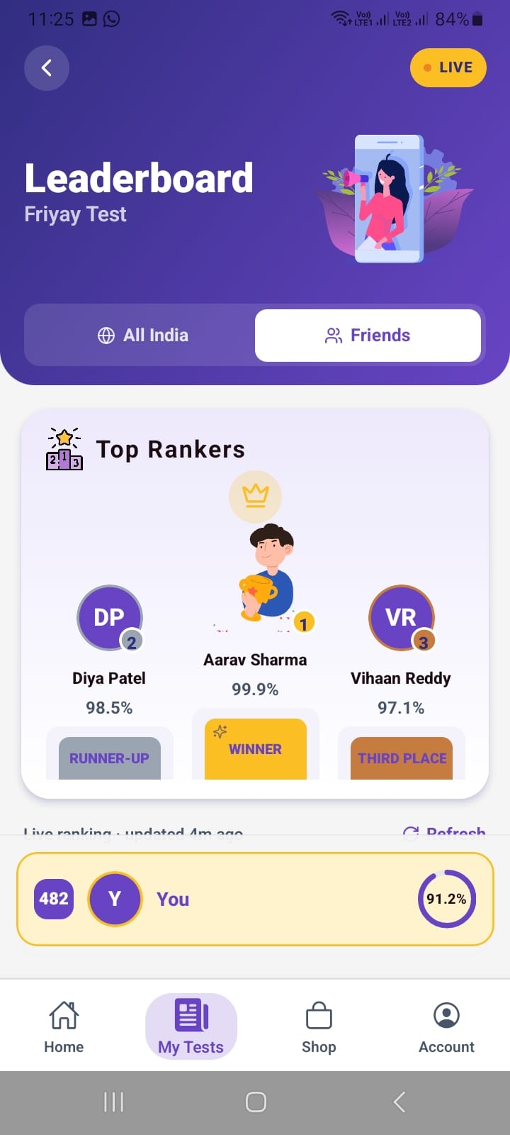 MyExams.ai rewards and achievements screen showing unlocked vouchers