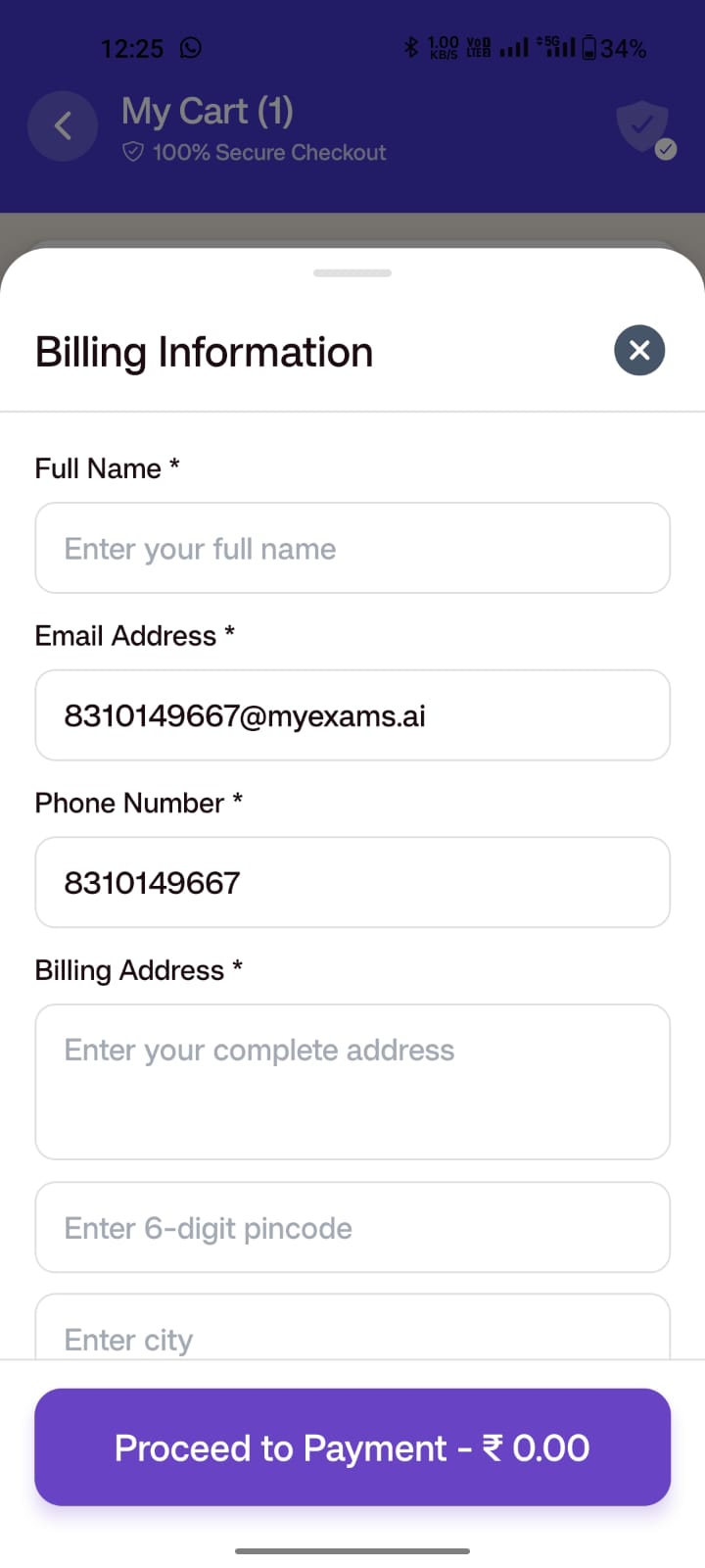 MyExams.ai test detail screen showing AIR rank, streak, and series progress